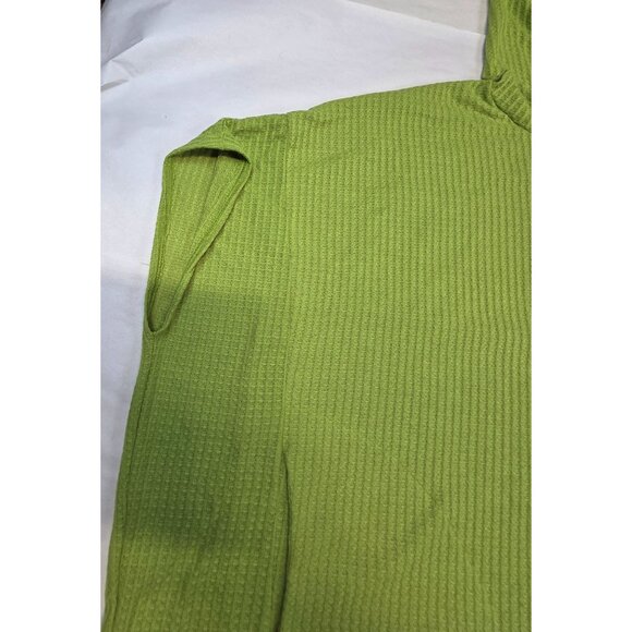 Blumin No Sleeve Hoodie Waffle Pullover Pockets Green Womens Oversized - Picture 3 of 7